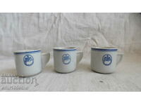 Set of 3 Balkantourist coffee cups, old Bulgarian porcelain