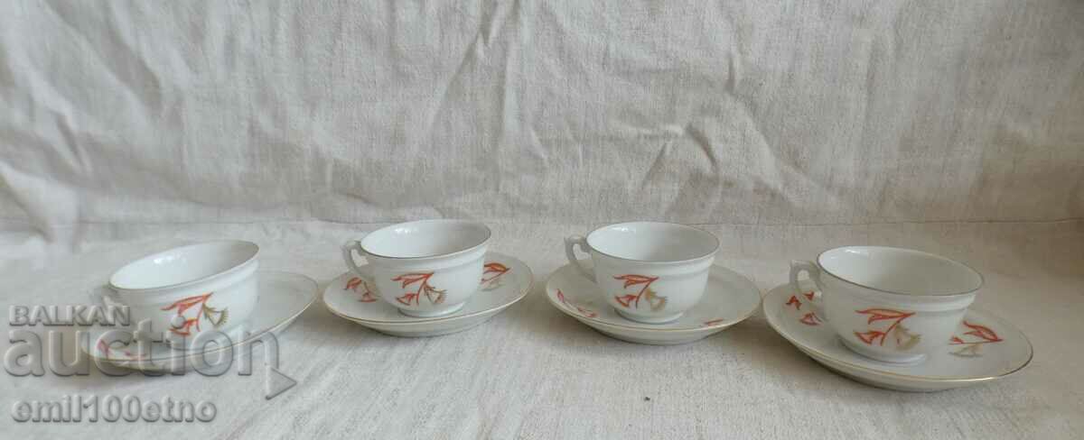 Set of 4 coffee cups very fine old Czech EPIAG porcelain