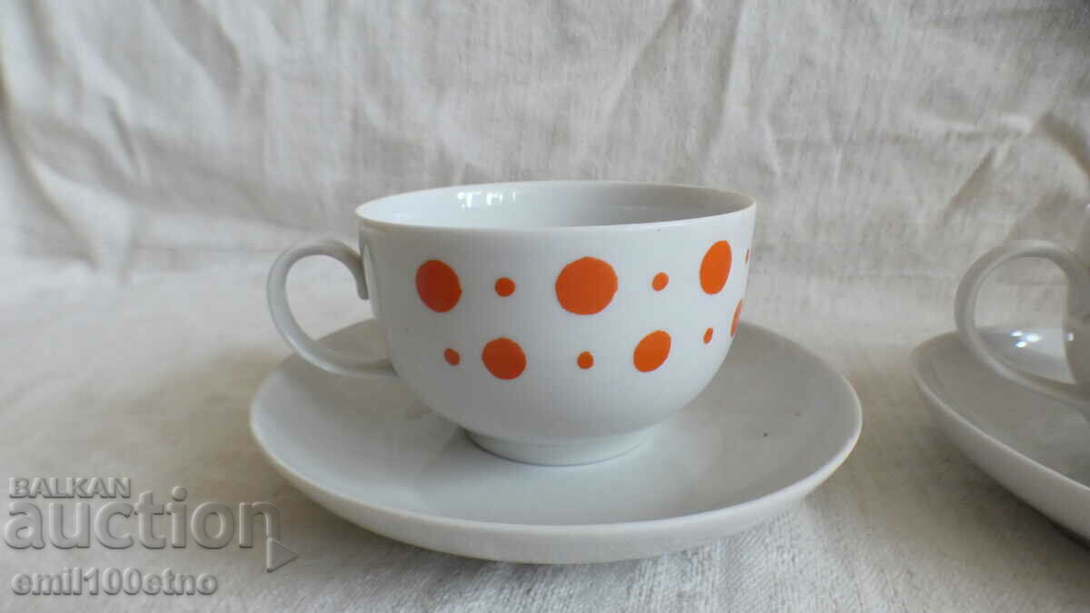 Set of 2 teacups old porcelain Dulevo USSR with price 12.00 BGN | € 6.14 Set of 2 teacups old porcelain Dulevo USSR with price 12.00 BGN | € 6.14