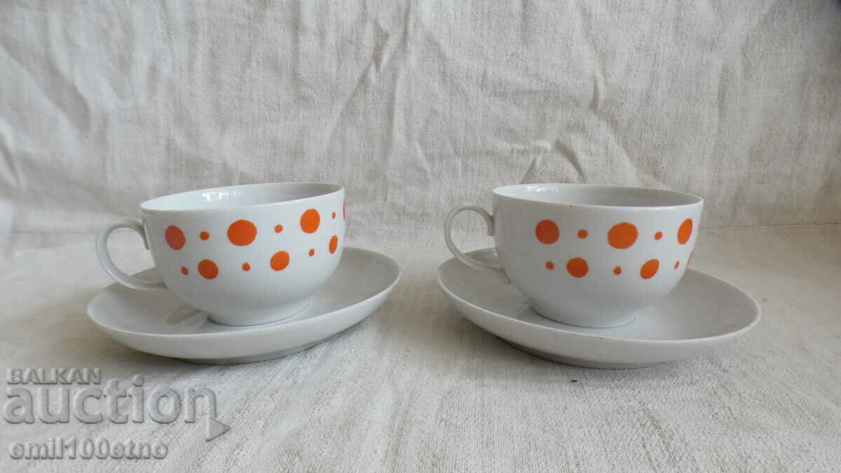 Set of 2 teacups old porcelain Dulevo USSR