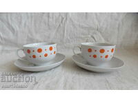 Set of 2 teacups old porcelain Dulevo USSR