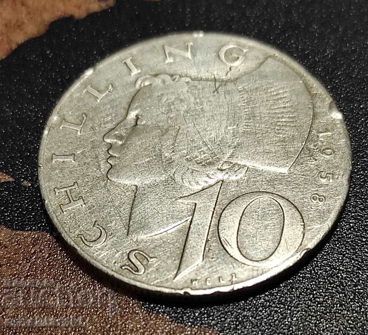 10 Shillings, 1958 - Silver 0.640