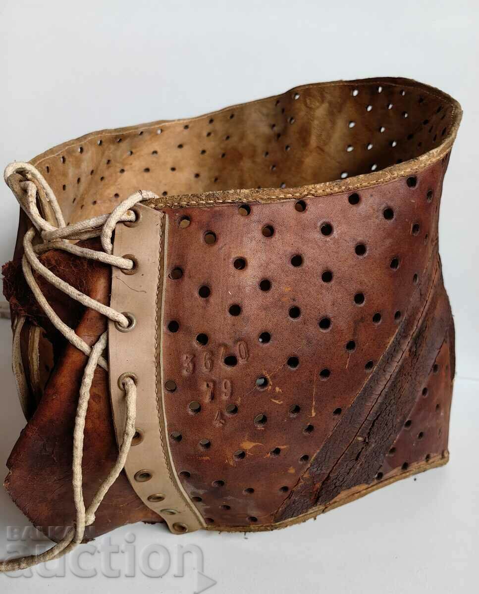19TH CENTURY LADIES LARGE MARKED LEATHER CORSET