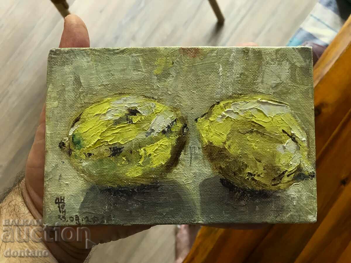 Oil painting - Still life - Two lemons 18/12 cm