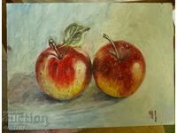 Oil painting - Still life - Two apples