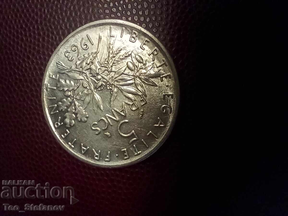 5 Francs 1963 AU France Silver with price € 30.00 | 58.67 BGN 5 Francs 1963 AU France Silver with price € 30.00 | 58.67 BGN