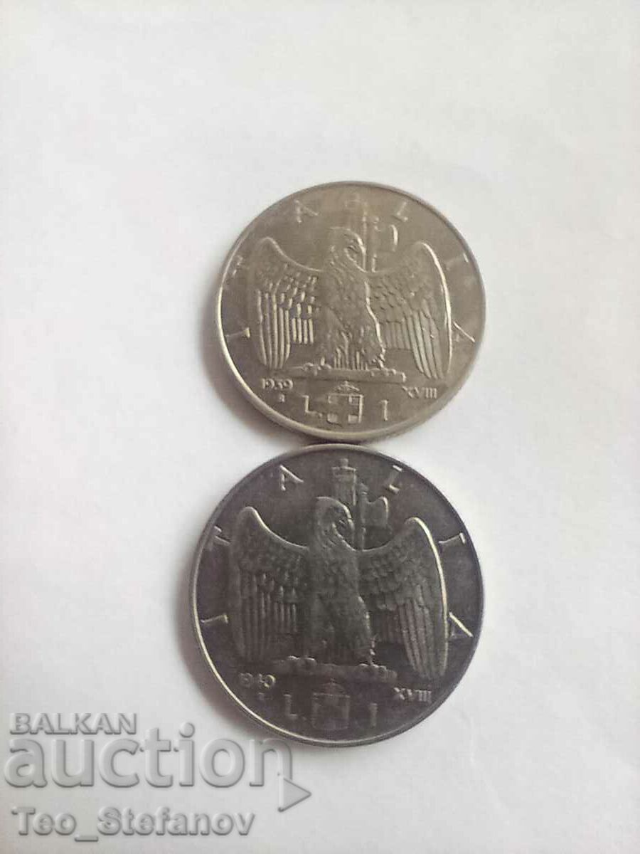lotul 1 lira 1940 si 1939