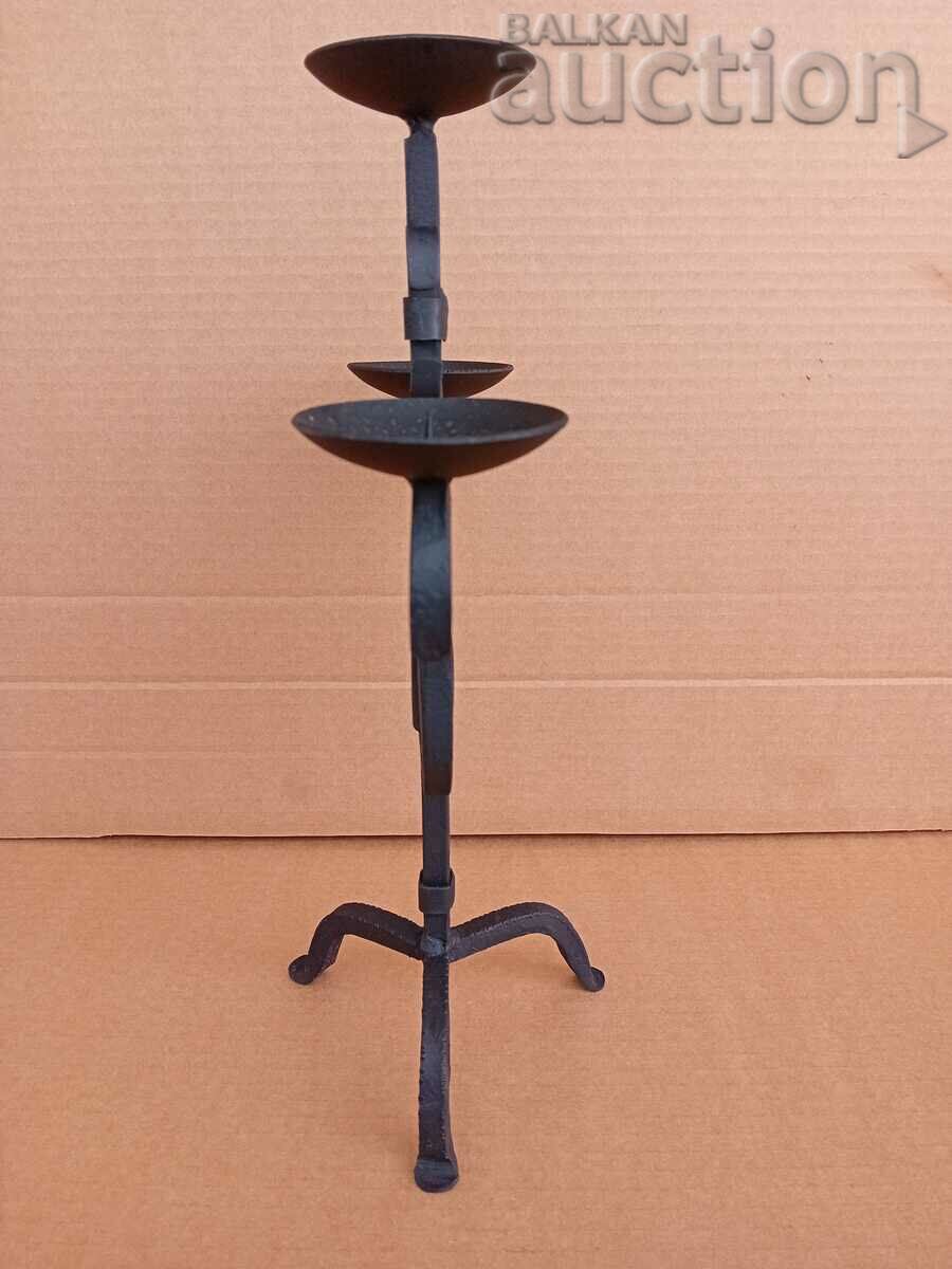 Delivery of Antique iron handmade candlestick lamp trio Delivery of Antique iron handmade candlestick lamp trio