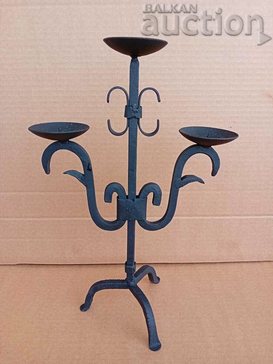 Antique iron handmade candlestick lamp trio - 5 Antique iron handmade candlestick lamp trio - 5