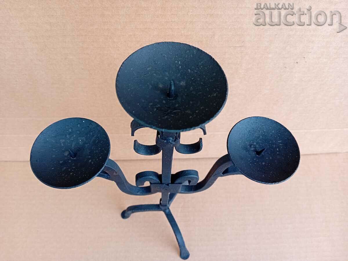 Antique iron handmade candlestick lamp trio - 6 Antique iron handmade candlestick lamp trio - 6