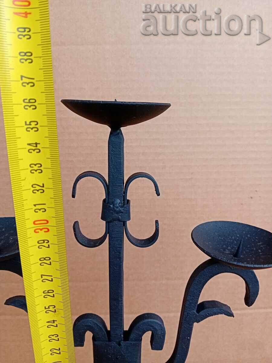 Antique iron handmade candlestick lamp trio - 7 Antique iron handmade candlestick lamp trio - 7