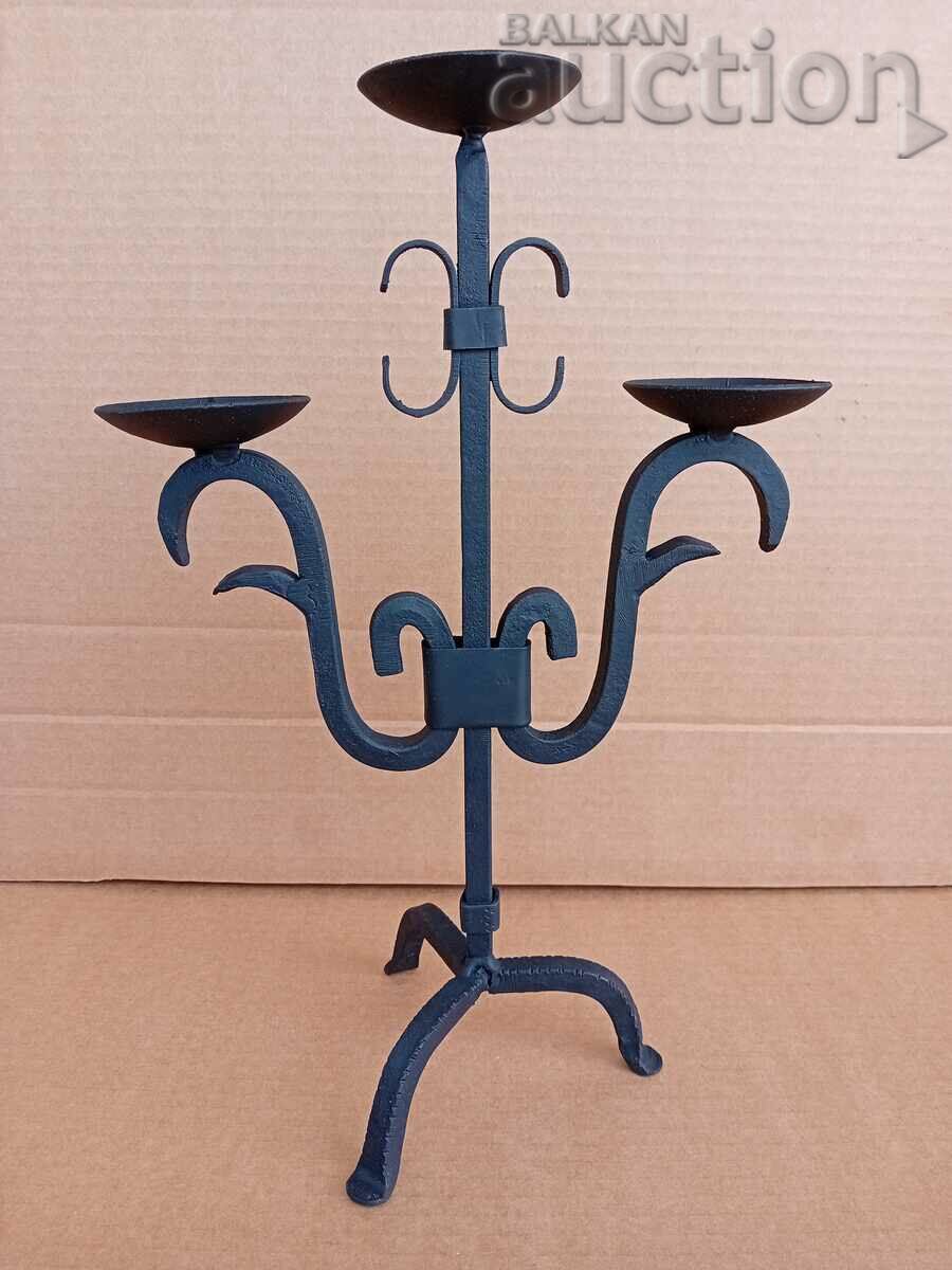 Antique iron handmade candlestick lamp trio