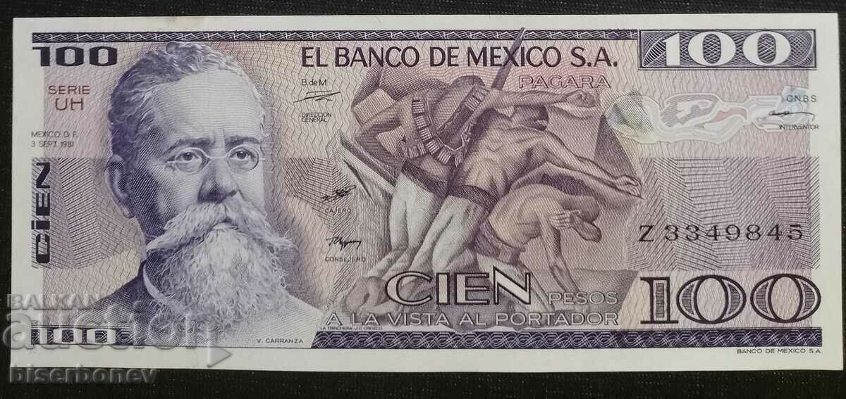 100 pesos Mexico , 100 pesos Mexico 1981 UNC