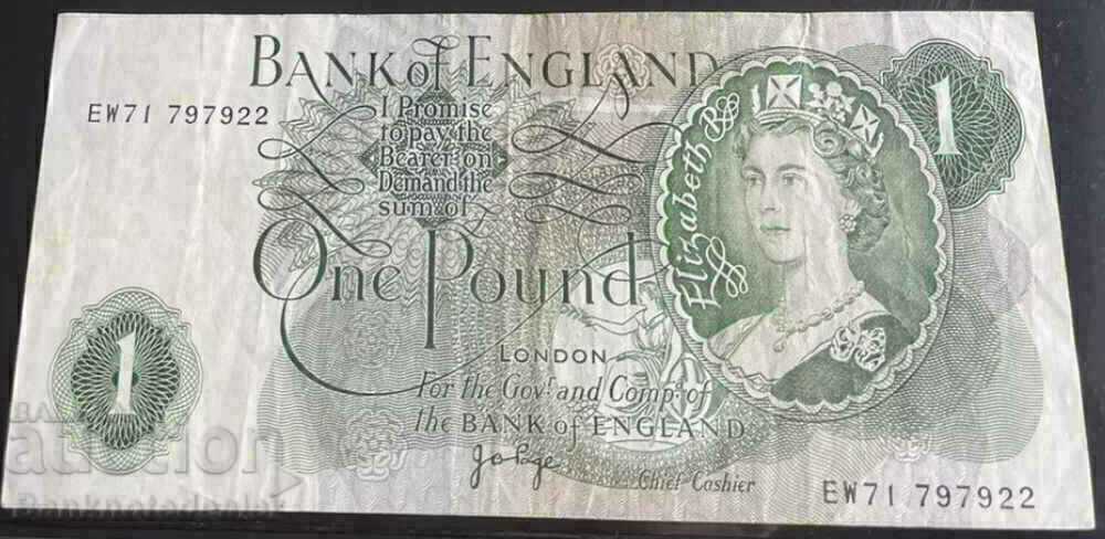 Great Britain England 1 Pound 1970 Page Pick 374F Ref 7922