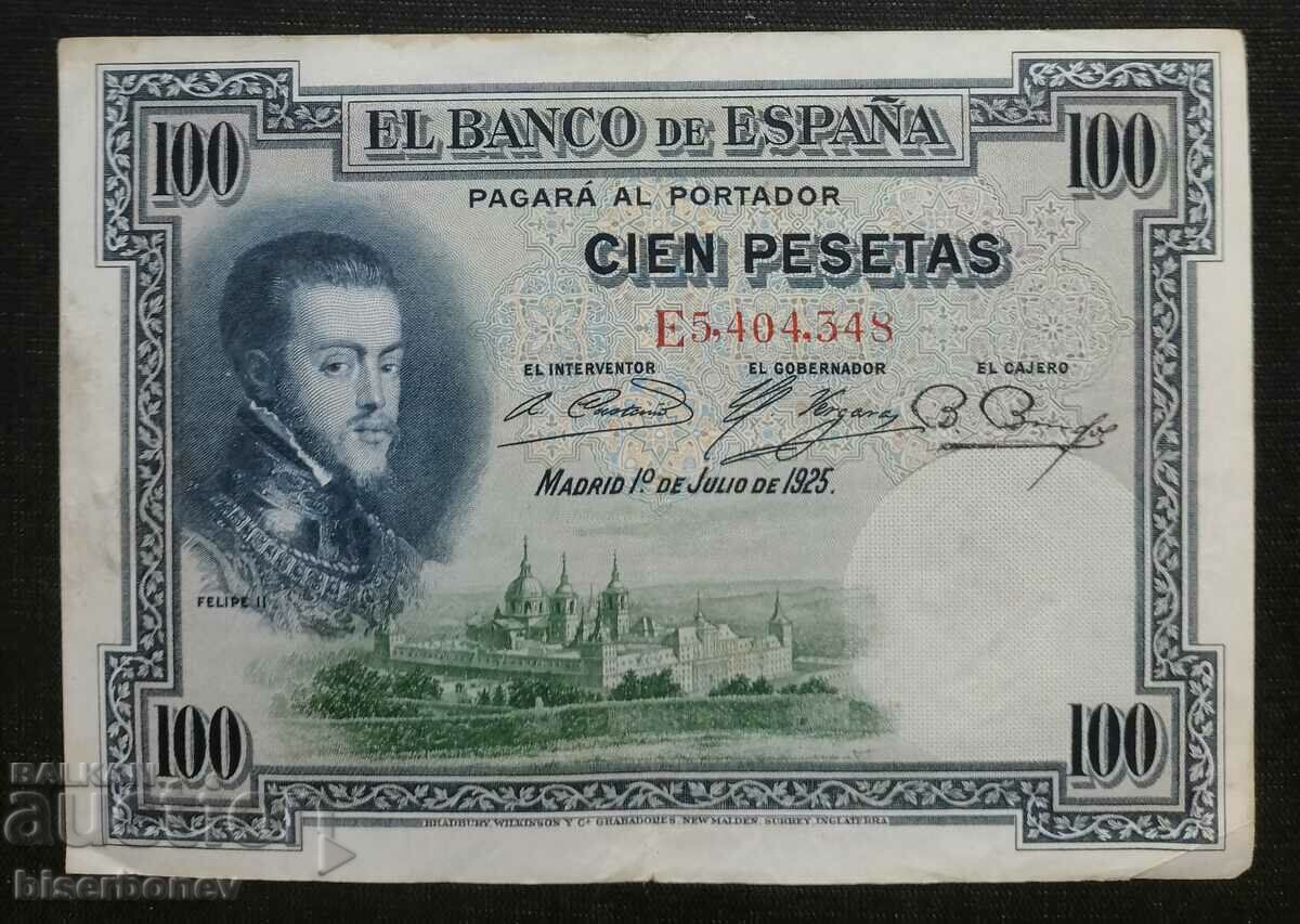 100 pesetas Spain, 100 pesetas Spain VF, 1925