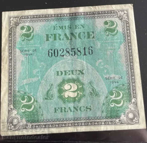France Allied Military 2 Francs 1944 Pick 114 Ref 5816