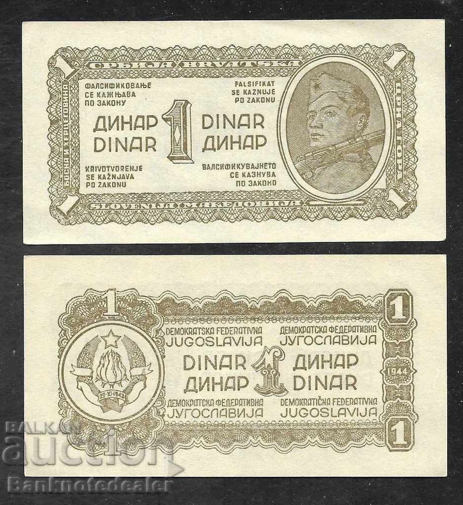 Yugoslavia 1 Dinar 1944 Pick 48  aUnc  No 6