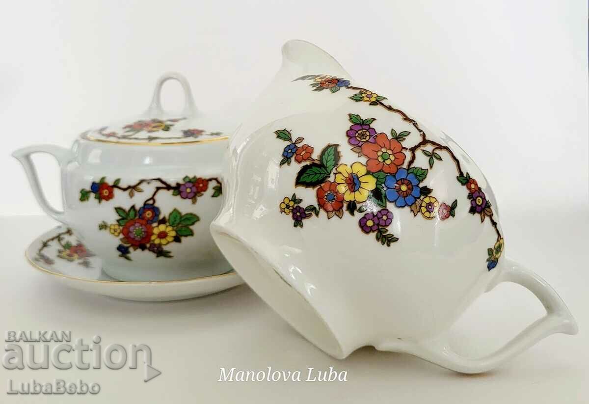 Sugar bowl, latiere and saucer GB Czecho-Slovakia. - 7 Sugar bowl, latiere and saucer GB Czecho-Slovakia. - 7