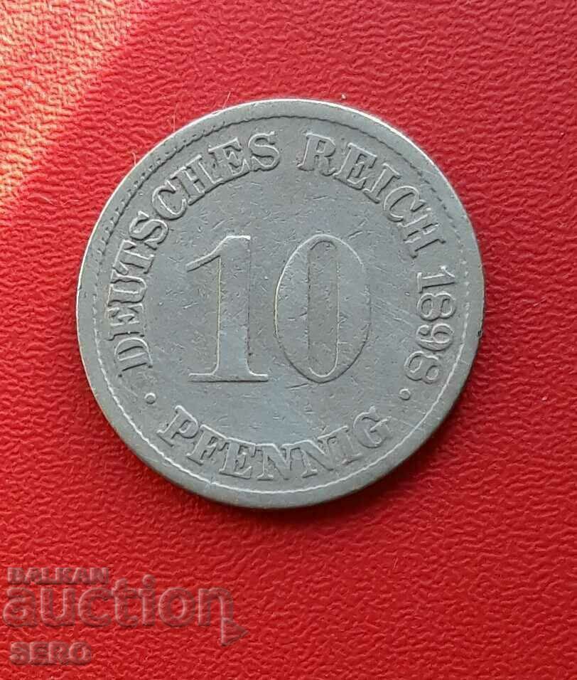 Γερμανία-10 pfennig 1898 G-Karlsruhe-σπάνια