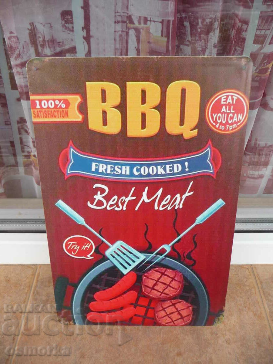 Metal plate food barbecue meat steaks kebabs meatballs