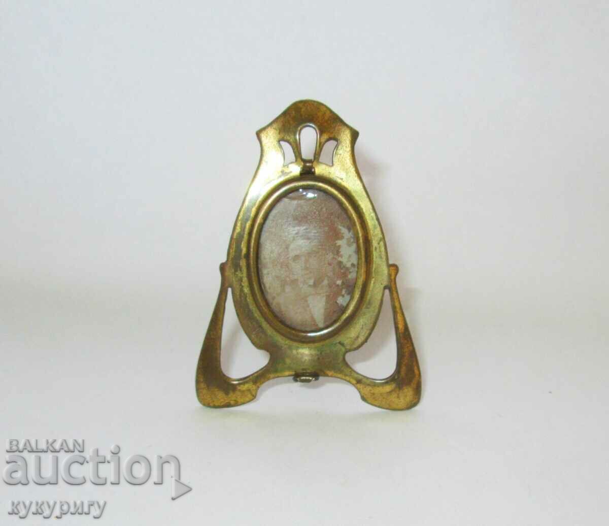 Old small tabletop metal Art Nouveau picture frame