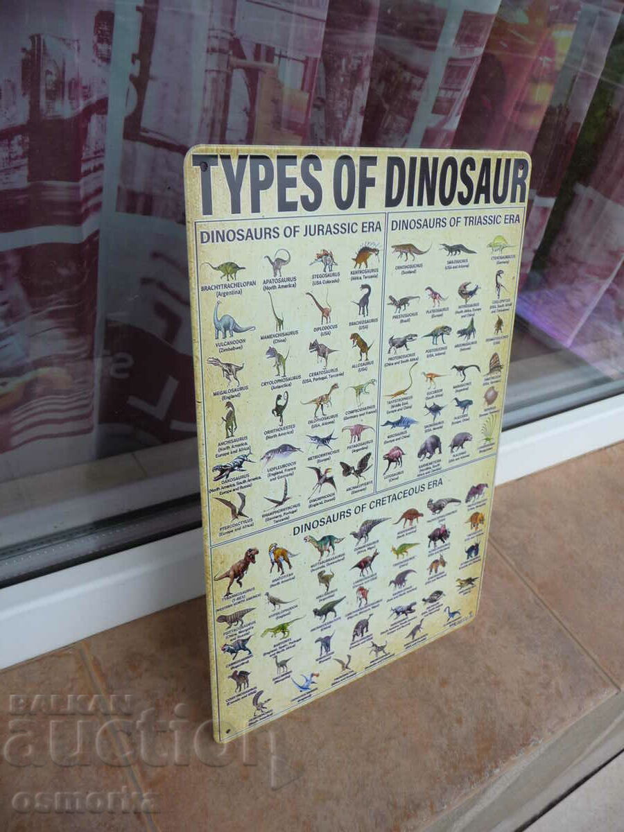 Metal plate various Types of dinosaurs dinosaur tyrannosaurus with price 18.00 BGN | € 9.20 Metal plate various Types of dinosaurs dinosaur tyrannosaurus with price 18.00 BGN | € 9.20