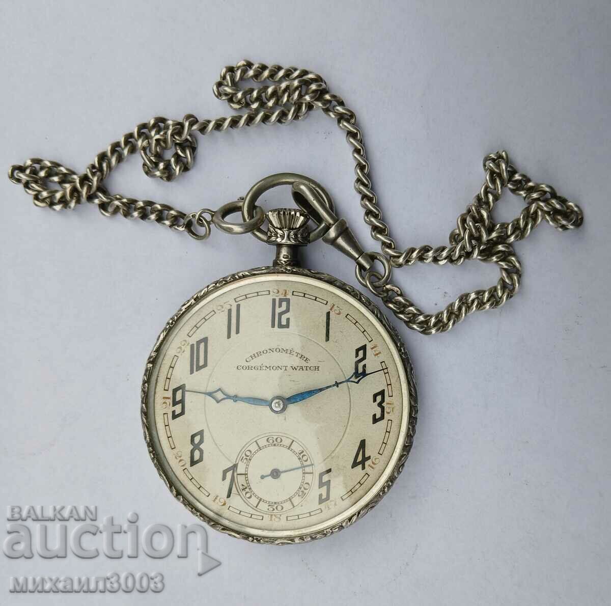 SILVER POCKET WATCH CHRONOMETRE GORGEMONT WATCH SILVER POCKET WATCH CHRONOMETRE GORGEMONT WATCH