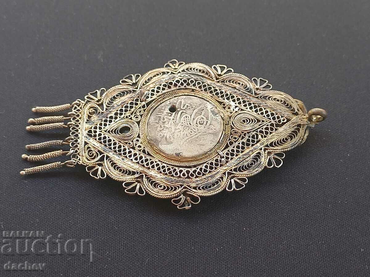 Renaissance Silver Filigree Gilt Medallion Costume Jewelry - 7 Renaissance Silver Filigree Gilt Medallion Costume Jewelry - 7