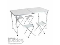 Malatec 7893 Folding Table and Chairs Set, 4 Chairs, Aluminum