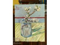 Blossoming-ammond-branch-in-a-glass-1888 Βαν Γκογκ ελαιογραφία