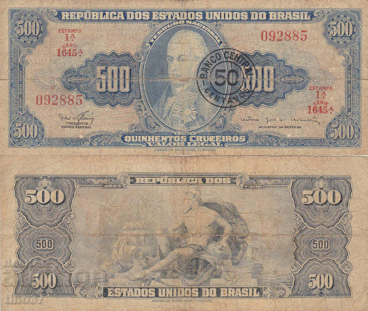 tino37- BRAZIL - 500 CRUZEIROS /50 CENTAVOS/ - 1961/64