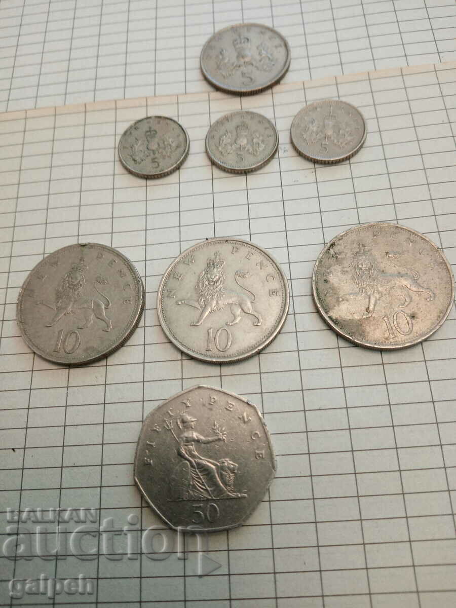 GREAT BRITAIN COINS - 8 pcs. - BGN 2.5 - 7 GREAT BRITAIN COINS - 8 pcs. - BGN 2.5 - 7