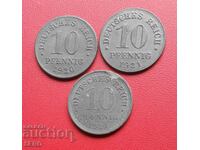Γερμανία-παρτίδα 3x10 pfennig 1920 και 2 τεμ. από το 1921