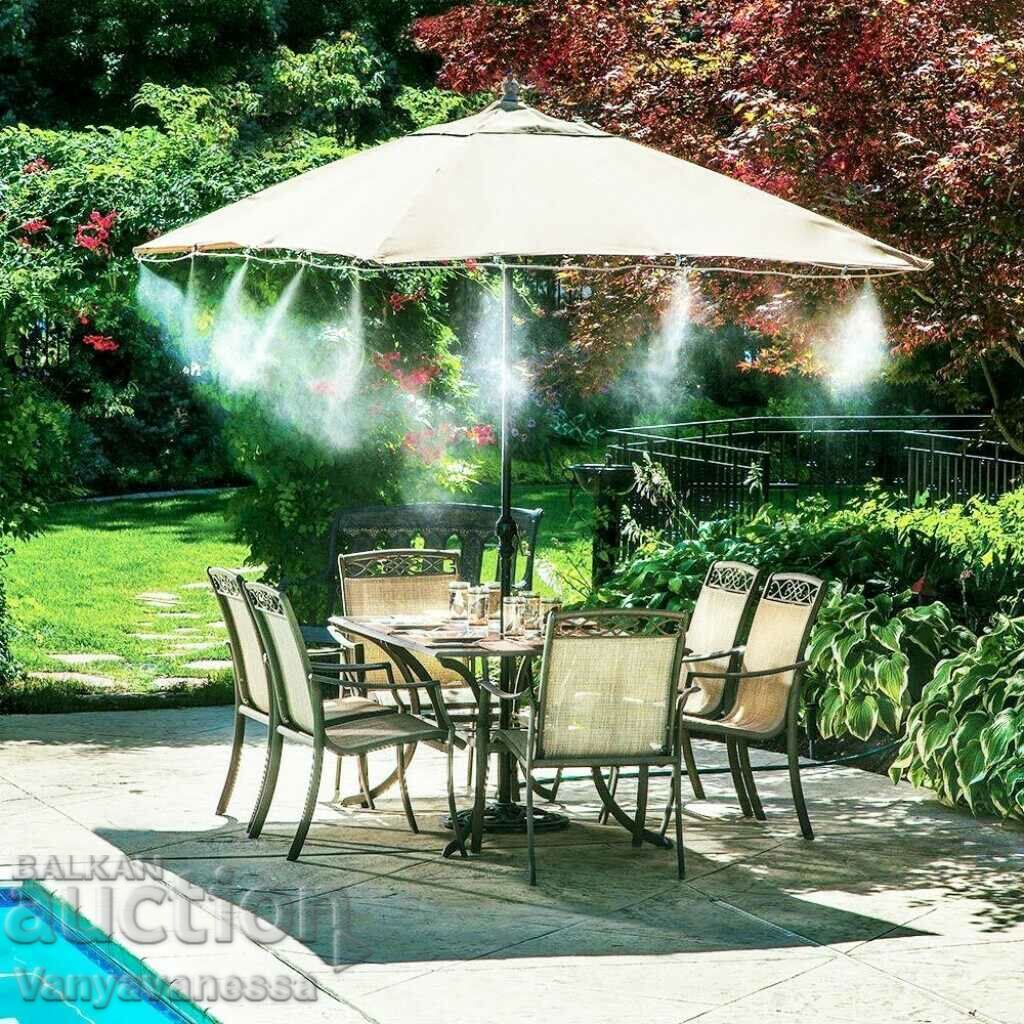 Cooling system with water mist, for courtyard, terrace, verandas