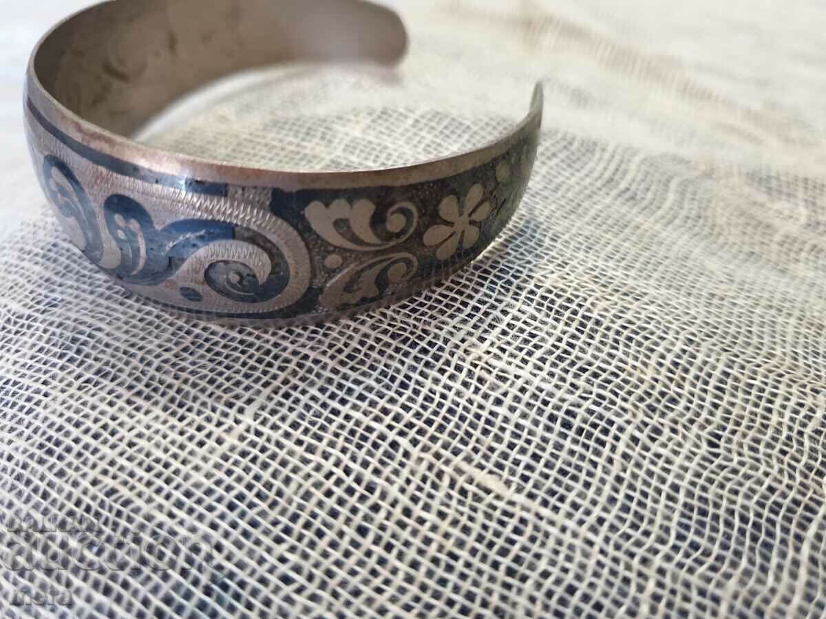 Antique metal niello bracelet - 5