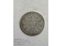 рядка сребърна монета 1 марка Германия сребро 1877 B