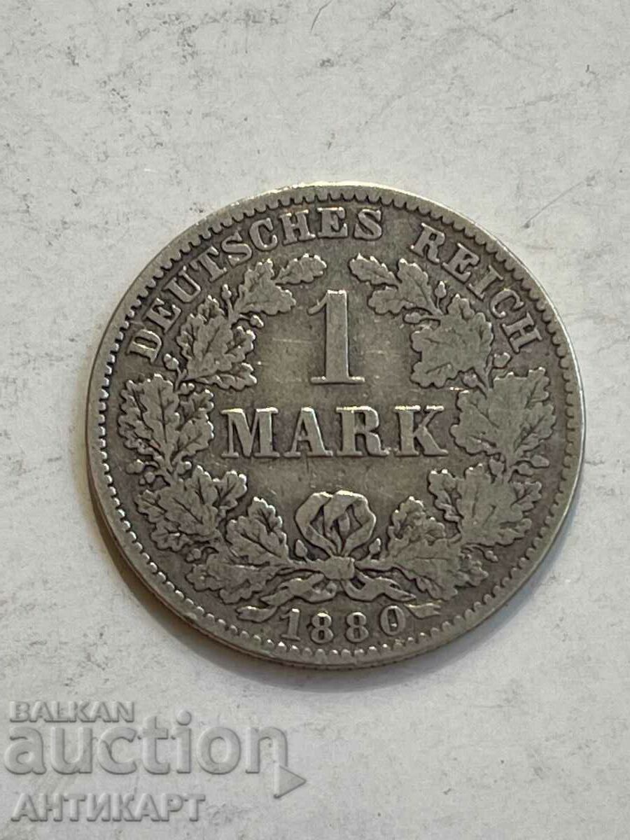rare silver coin 1 mark Germany silver 1880 H