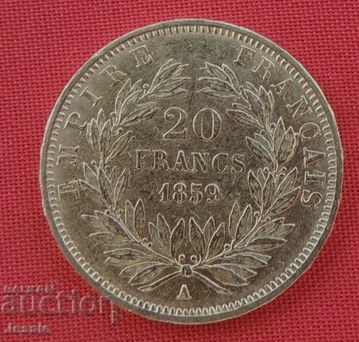 20 φράγκα 1859 Γαλλία ( 20 φράγκα Γαλλία ) (χρυσός)