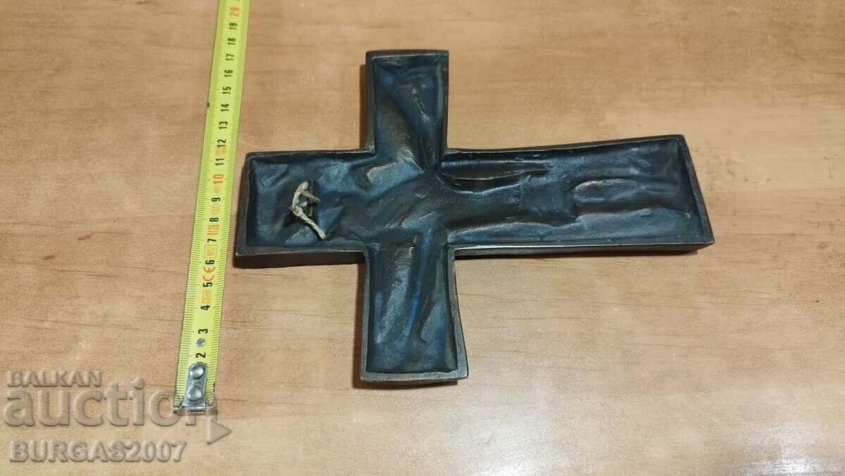 Auction  Old bronze cross, plastic, author Egino Weinert