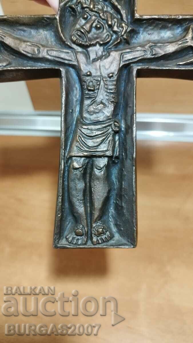 Old bronze cross, plastic, author Egino Weinert - 5