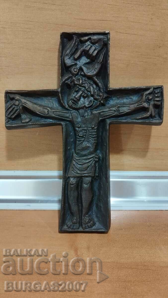 Old bronze cross, plastic, author Egino Weinert