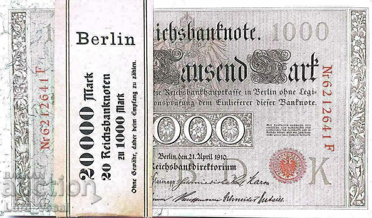 Germany - 1000 Mark 1910 - 3 OB UNC + 2 B Mix XF/XF+ P# 44 - 7
