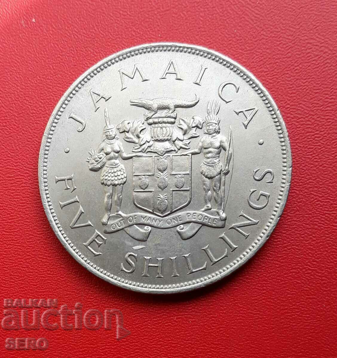 Island of Jamaica-5 shillings 1966-many rare-circulation 190 x. no