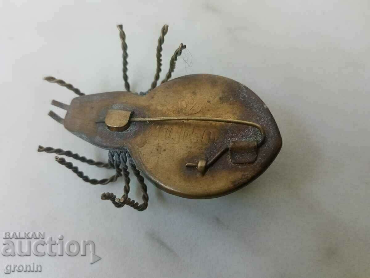 Royal brooch amber, spider, bronze, gilding marked - 7