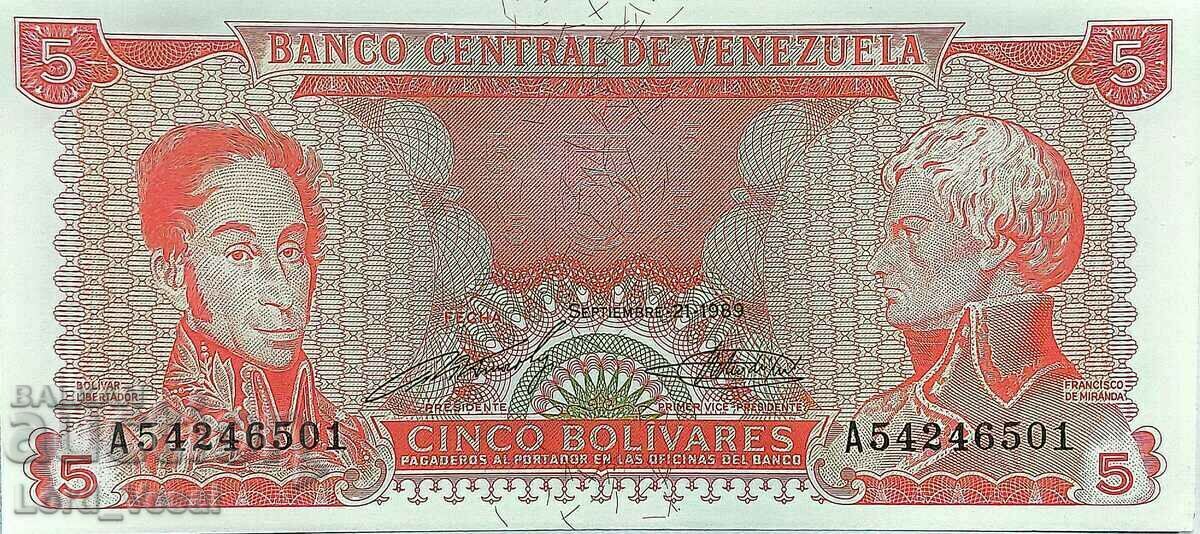 Venezuela -  5 Bolívares 1989 OB UNC - P# 70 UNC