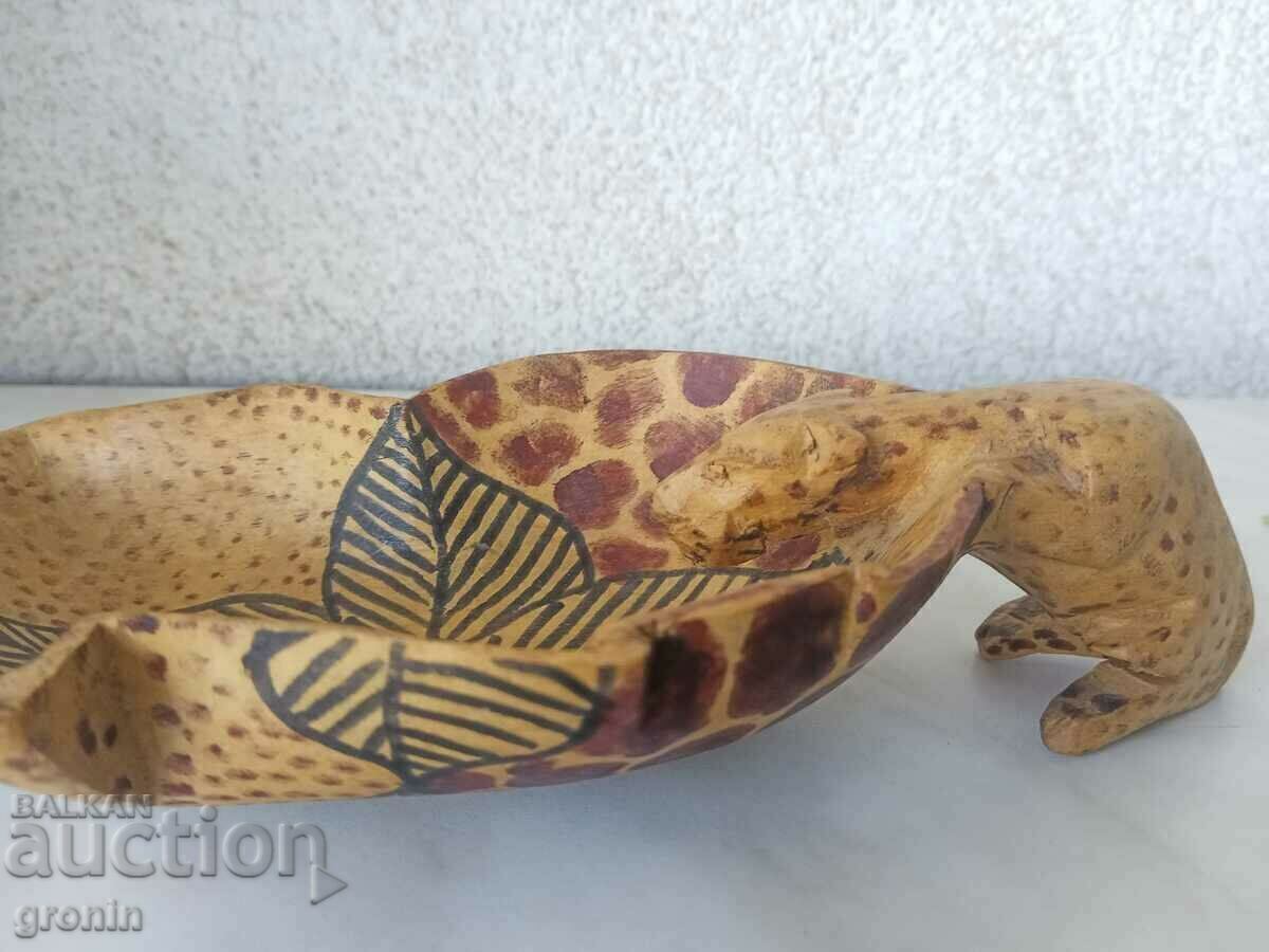 Wood carving leopard, bowl, hand carved, Africa - 5 Wood carving leopard, bowl, hand carved, Africa - 5