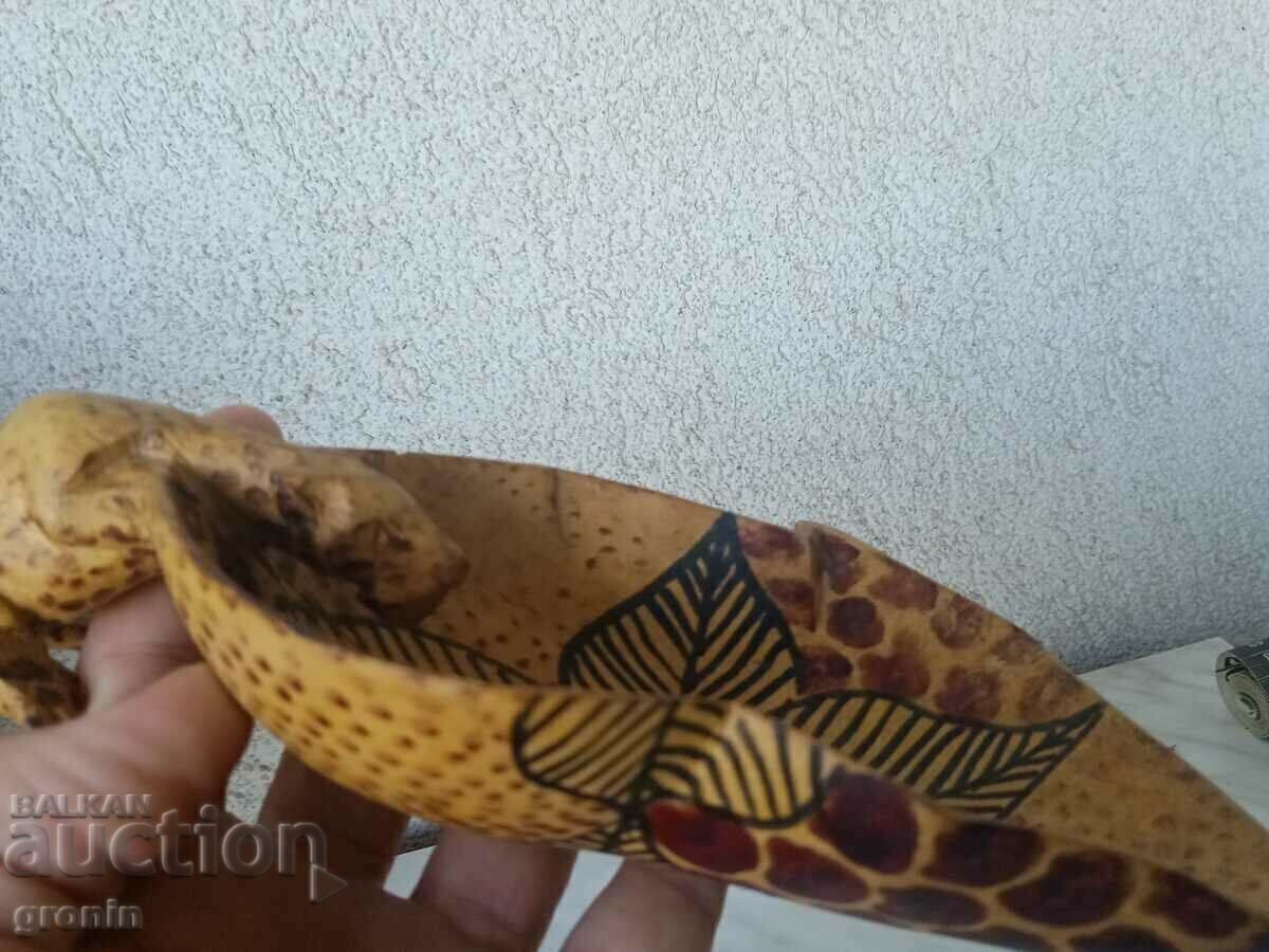 Wood carving leopard, bowl, hand carved, Africa - 6 Wood carving leopard, bowl, hand carved, Africa - 6