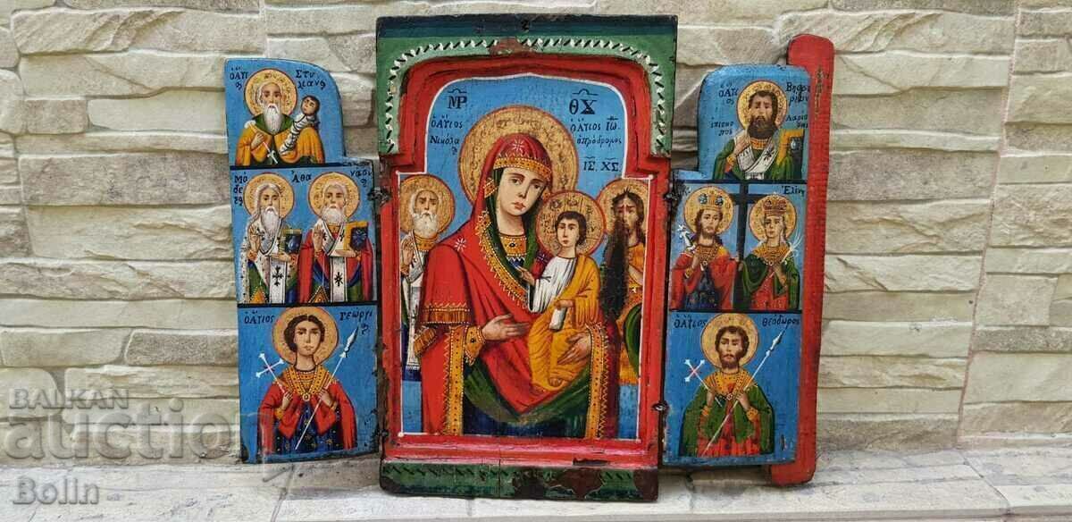 Рядка възрожденска гръцка икона - триптих 1809 г. с цена € 1850.00 | 3618.29 лв.