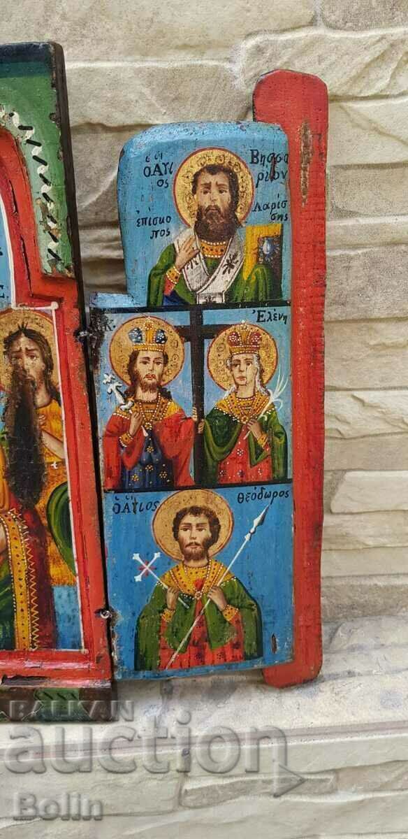 Рядка възрожденска гръцка икона - триптих 1809 г. - 5