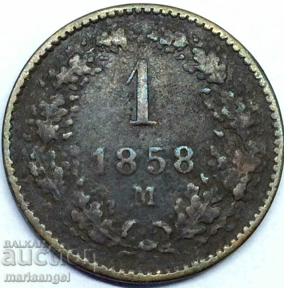 1 Kreuzer 1858 M - Milano Austria pentru Italia - rar
